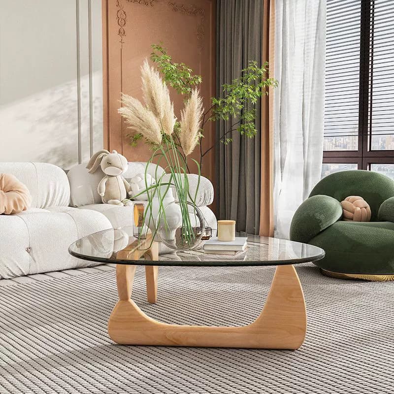 Simplistic Pennels Tempered Glass Single Side Table with Abstract Base Indoor Use - image 5
