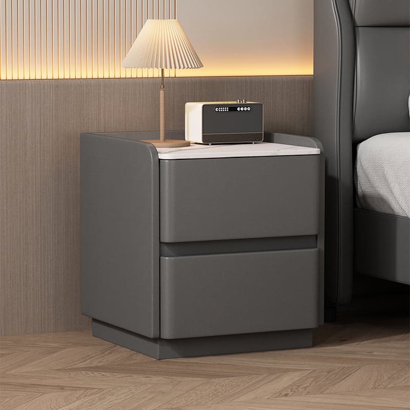 Modern Simple Style Bedside Cabinet Nightstand with 2 Drawers and Stone Countertop - image 3