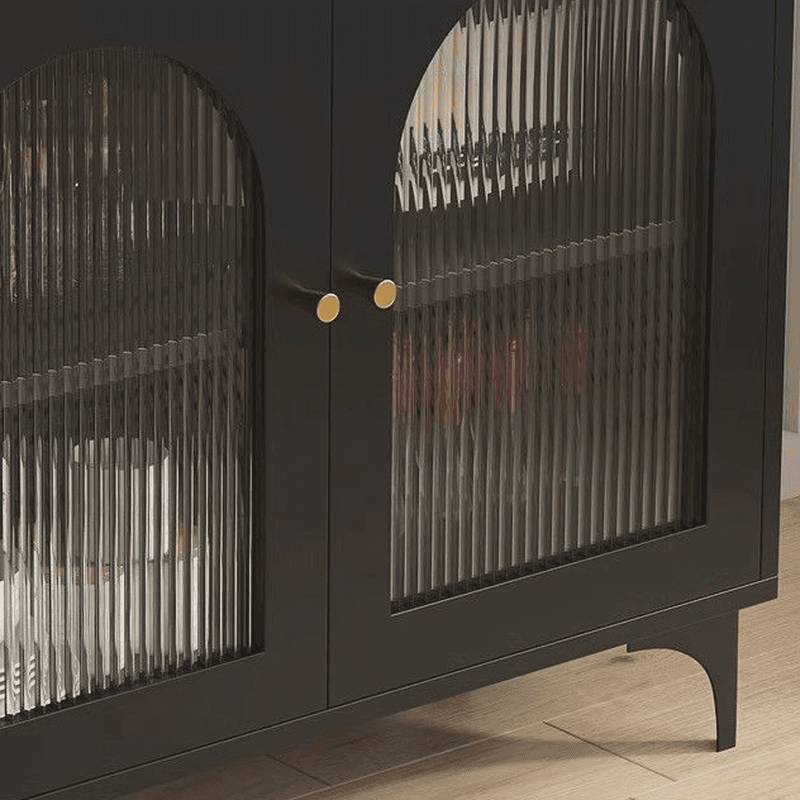 Narrow/Standard Coal Sideboard in Wood with Hutch, Glass Doors and Flexible Shelf in a Modern Style, 3 Drawers Included/Not Included - image 6