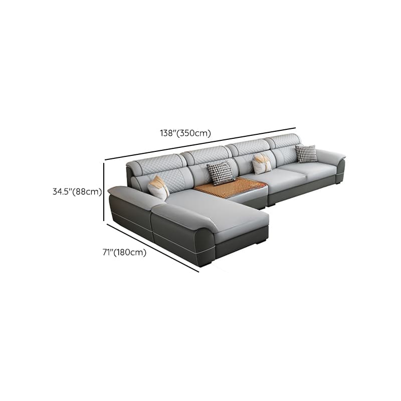Modern Simple Style Straight/L-Shape Horizontal/Reversible Sofa Couch/Sofa Chaise in Grey with Water-resistant and Pillow Top Arm, 2-piece/3 Pc - image 22