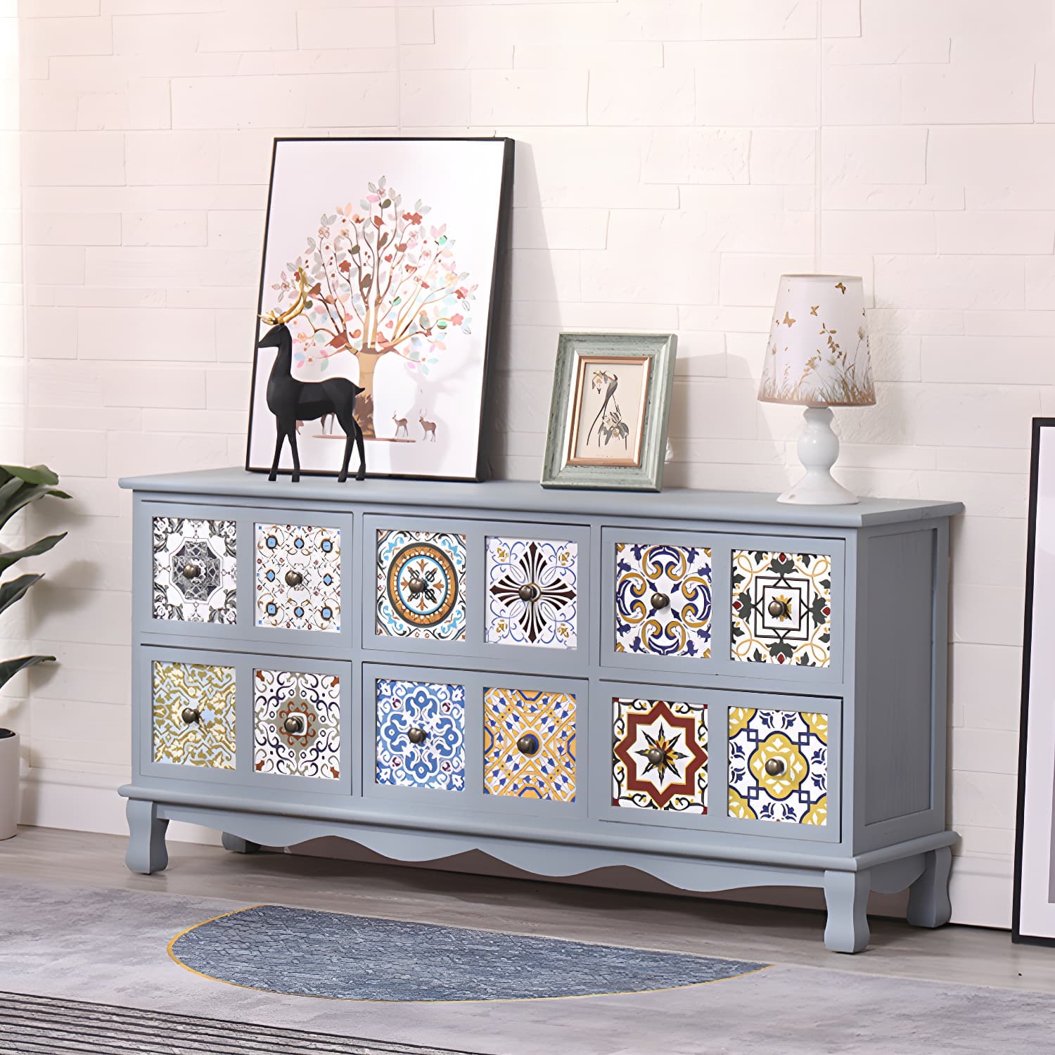 Mid-century Modern 22.83"H Solid Wood TV Media Console with Drawers - image 12