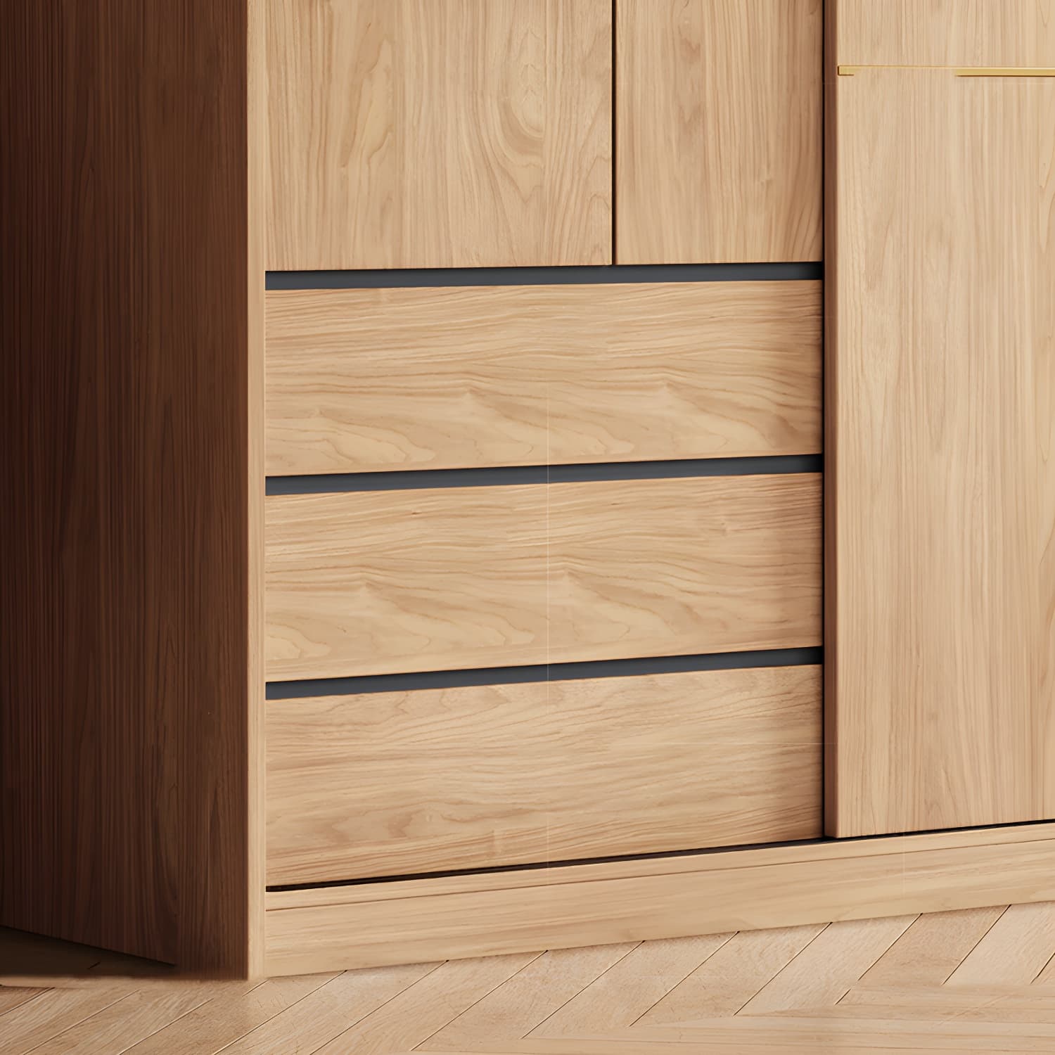 Contemporary Wood Wardrobe Armoire Freestanding Adjustable Shelves Wardrobe with Drawers - image 8