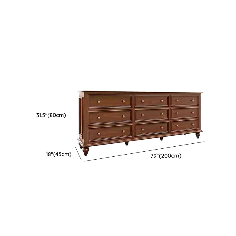 Cocoa Trendy Ash Wood Console Dresser/Semainier with 9/7/6 Drawers, Integrated Cable Management, Horizontal/Vertical - image 12