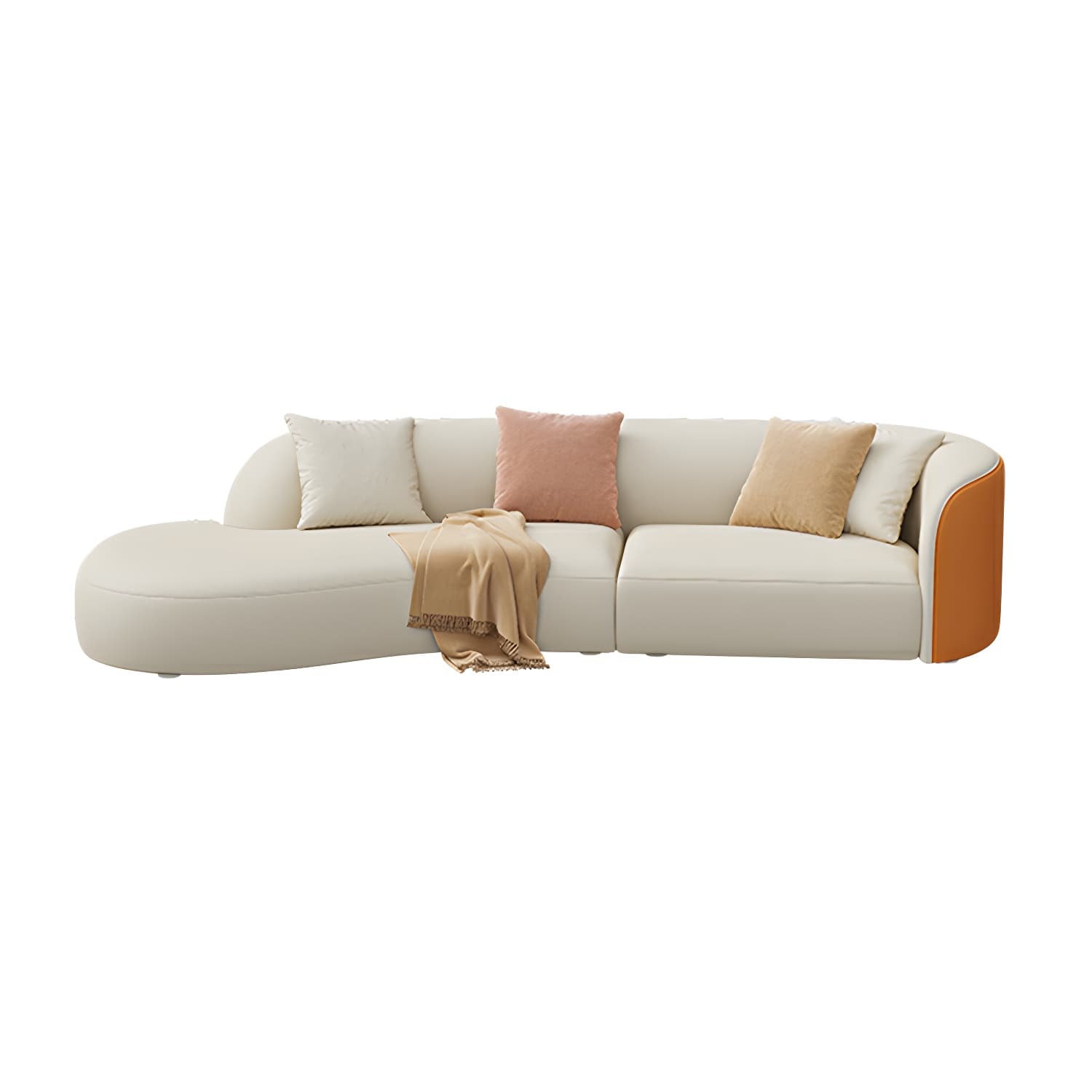 Modern Beige Standard Size Tech Cloth Wood Sectionals Sofa Without Storage or USB Port - image 5
