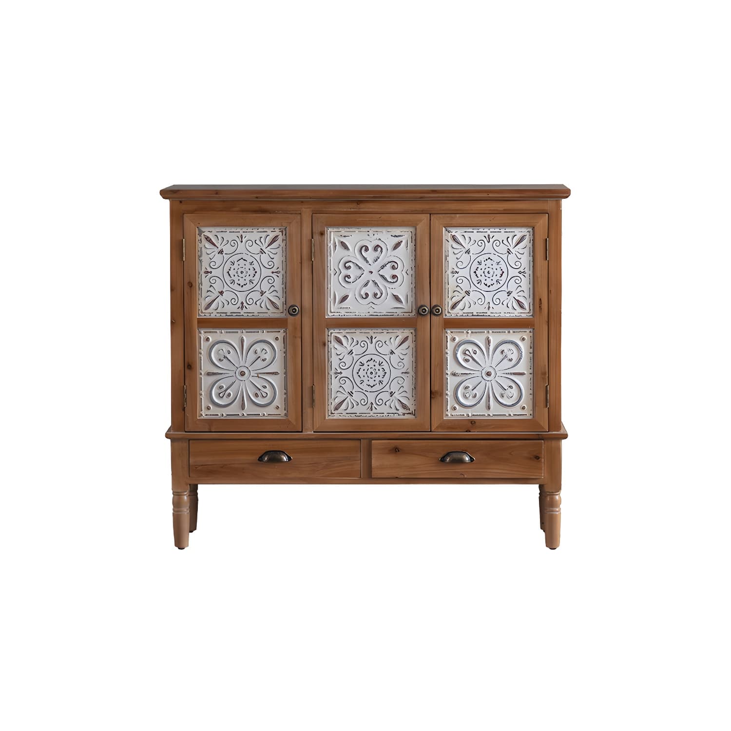 Industrial Accent Cabinet in Natural with Solid Wood Door and Drawers - image 6