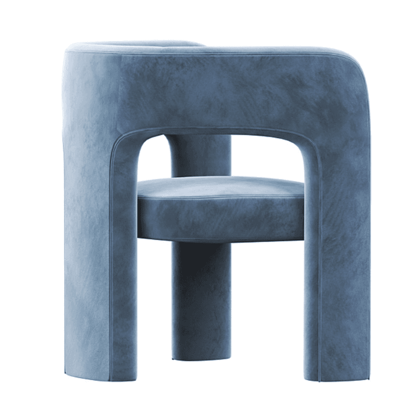 Soft-pile Fabric Upholstered Secure Outlined Arm Chair with Curved Back and Dark Blue/Light Green/Blush Legs in a Nordic Style - image 18