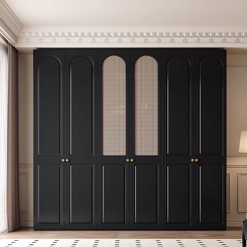 Modish Wood Independent Wardrobe Armoire with Compartments, Soft Close Door, and Interior Shelves