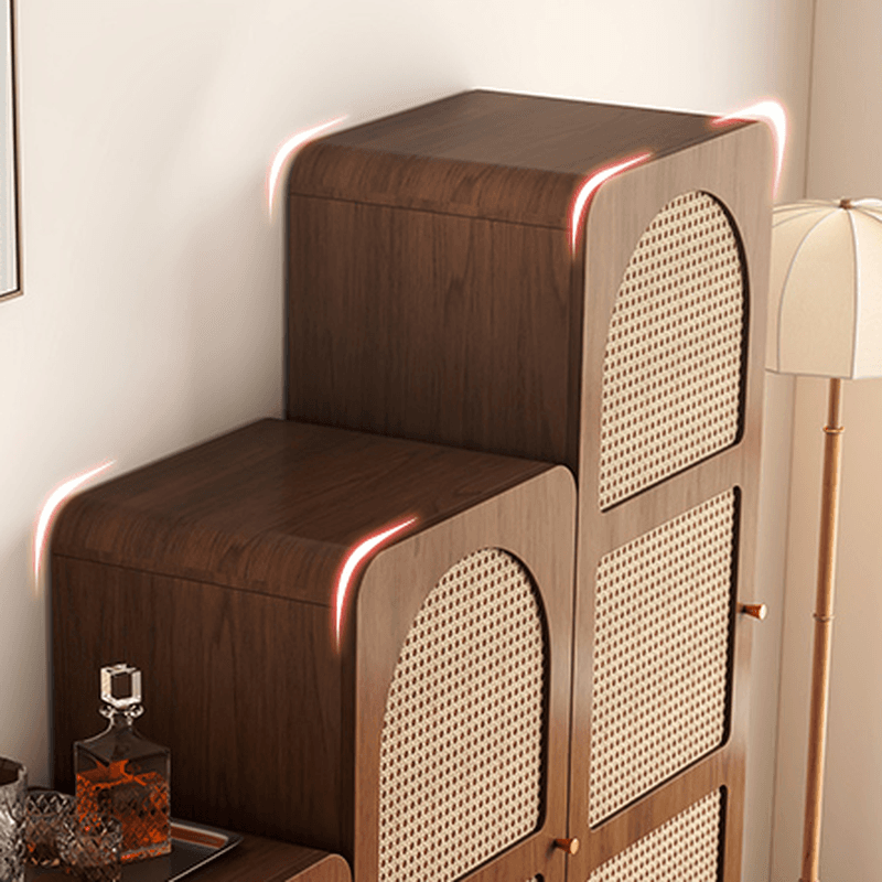 Simple Rectangular Accent Cabinet with Storage, Engineered Wood Countertop, Pull Knobs, Auburn Top, and Soft Close Drawer - image 8
