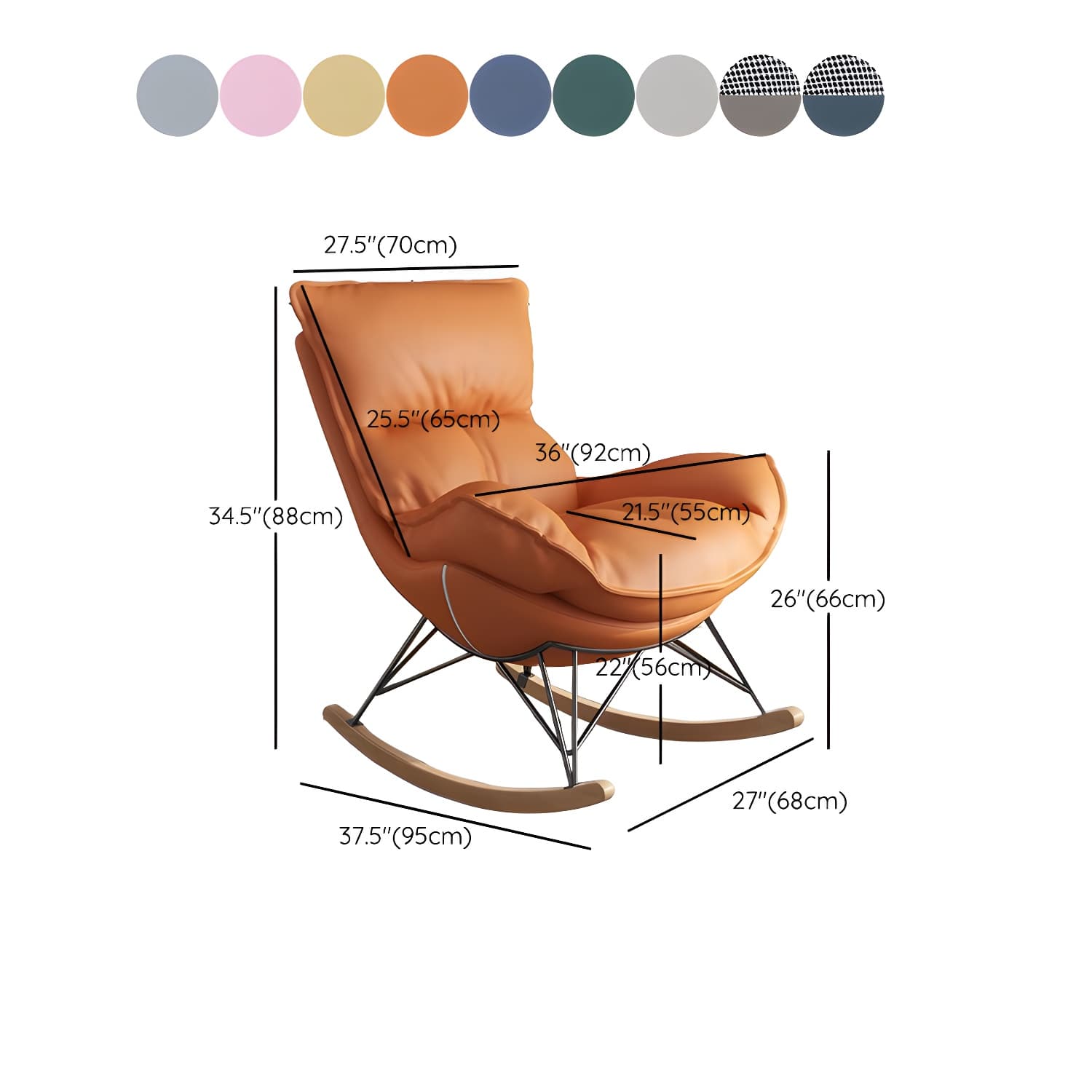 Contemporary Rocking Chair Faux Leather Waterproof Glider Chair with Removable Cushions - image 24