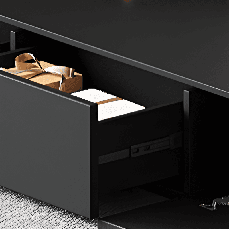 Black Contemporary Wood TV Stand with Shelf, 2 to 4 Drawers, 2 Cabinets, and Cable Management - image 6