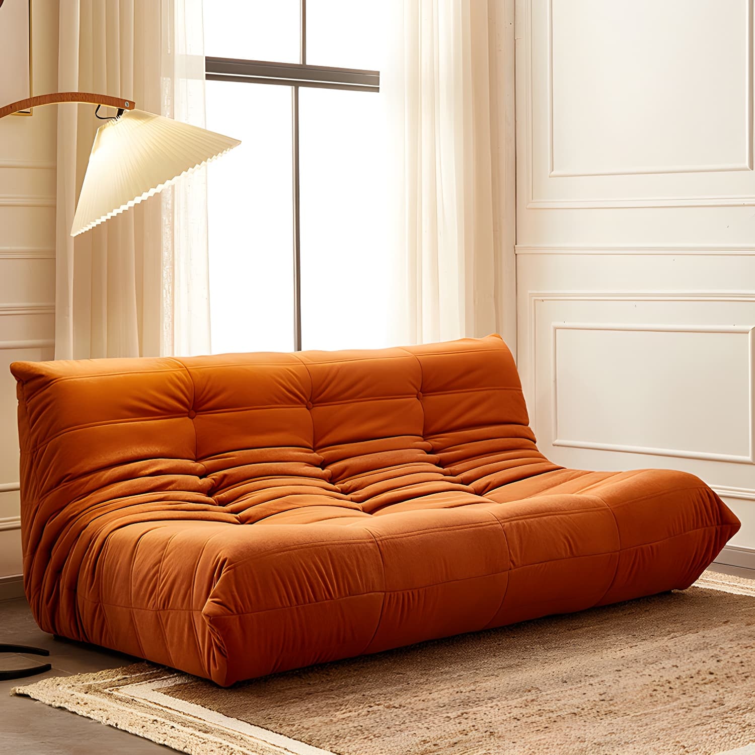 Modern Tufted Cushions Armless Living Room Wooden Standard Seating - image 9