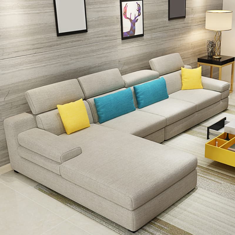 Modern L-Shaped Left Orientation Sectional Sofa in Large Size