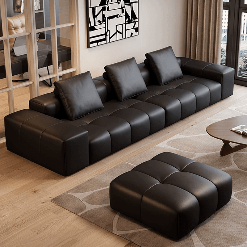Tear Resistant Standard Sofa/Loveseat/Single Sofa in Midnight Black Genuine Leather - image 3