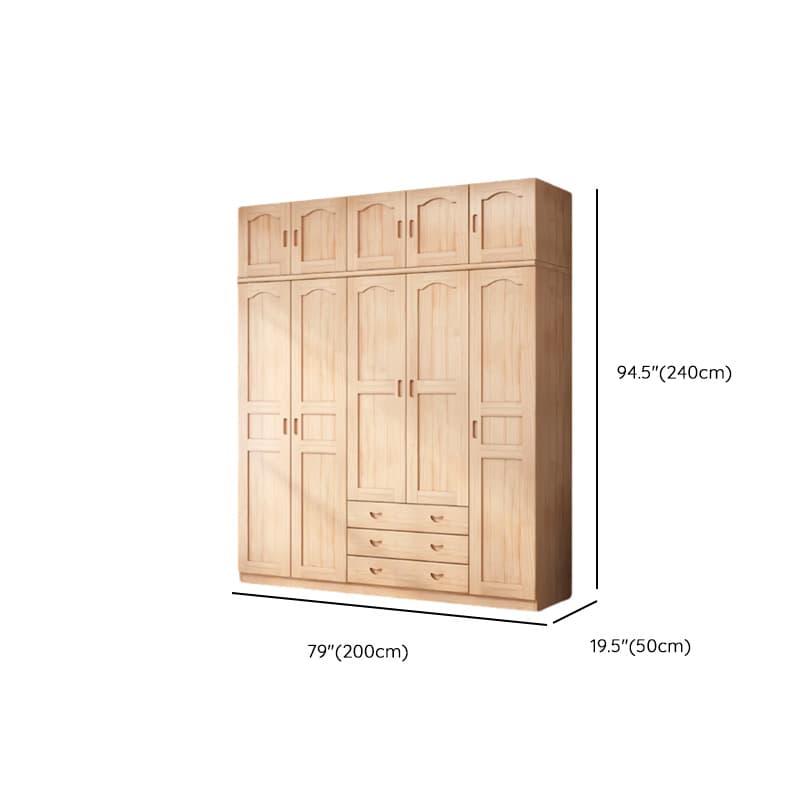 Modish Natural Color Reclaimed Wood Wardrobe Armoire with Soft Close Drawer, Soft Close Door - image 21