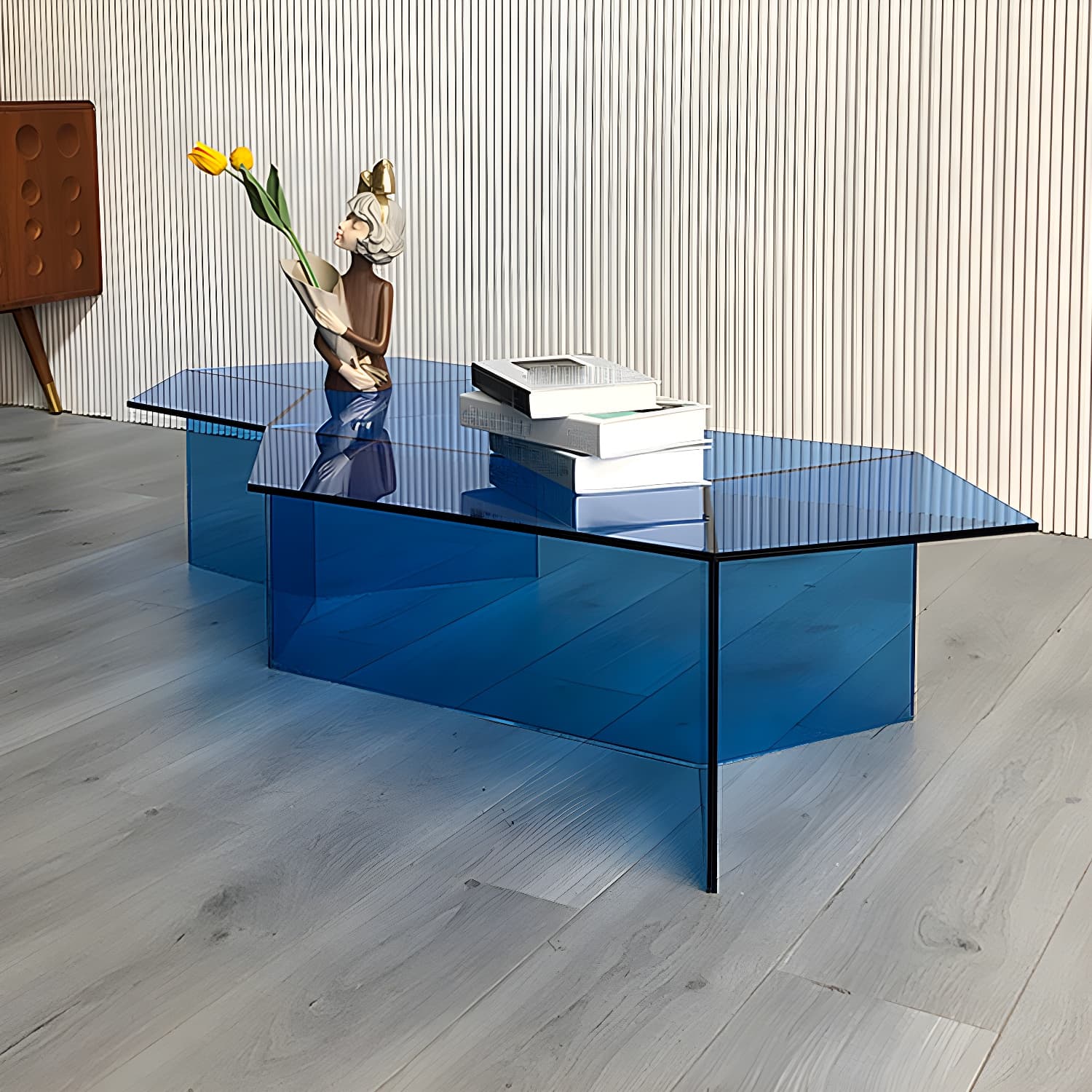 Geometric Clear Acrylic Coffee Table Modern Colored Cocktail Table - image 7