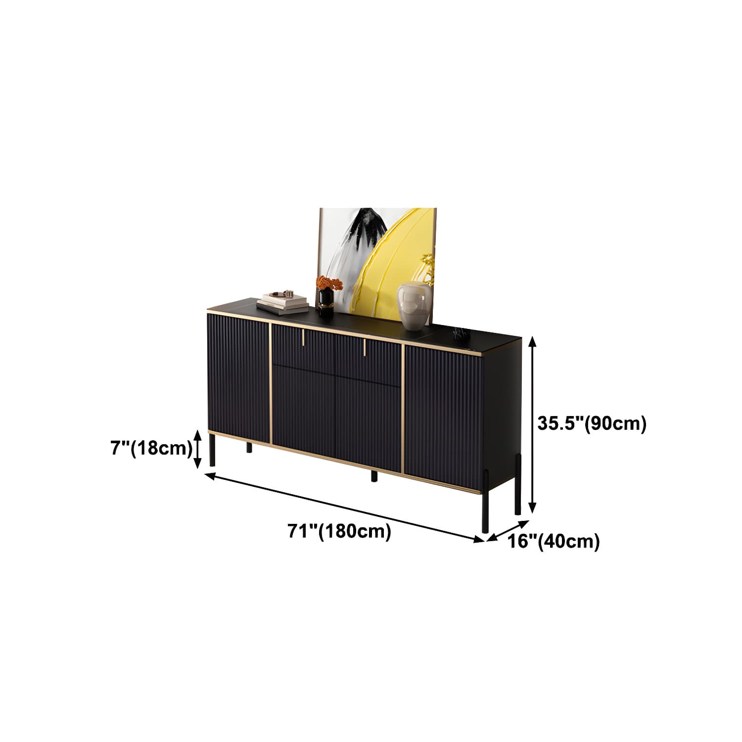 Artificial Wood Sideboard Glam Sideboard with Doors for Living Room - image 19