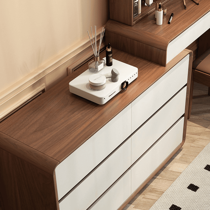 Simplistic Large Vanity Set with Rubberwood Table Top and Auburn Seat, Featuring 8/11/5 Drawers, No Suspension - image 4