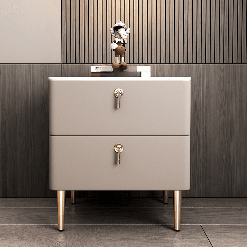 Minimalist 2-Drawer Stone Countertop Bedside Cabinet with Legs - image 10