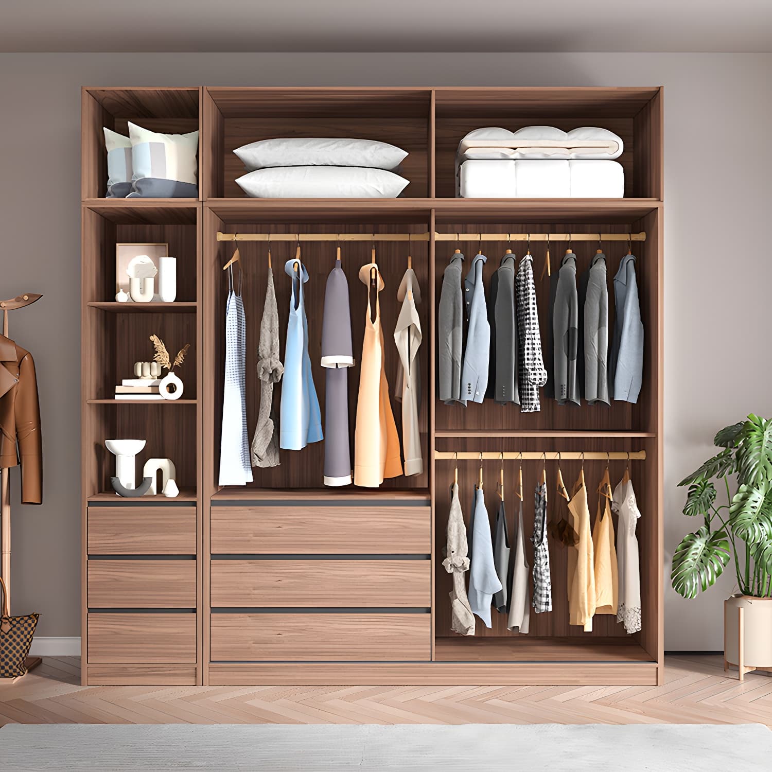 Contemporary Sliding Door Storage Cabinet Bedroom Cabinet with Drawers - image 4