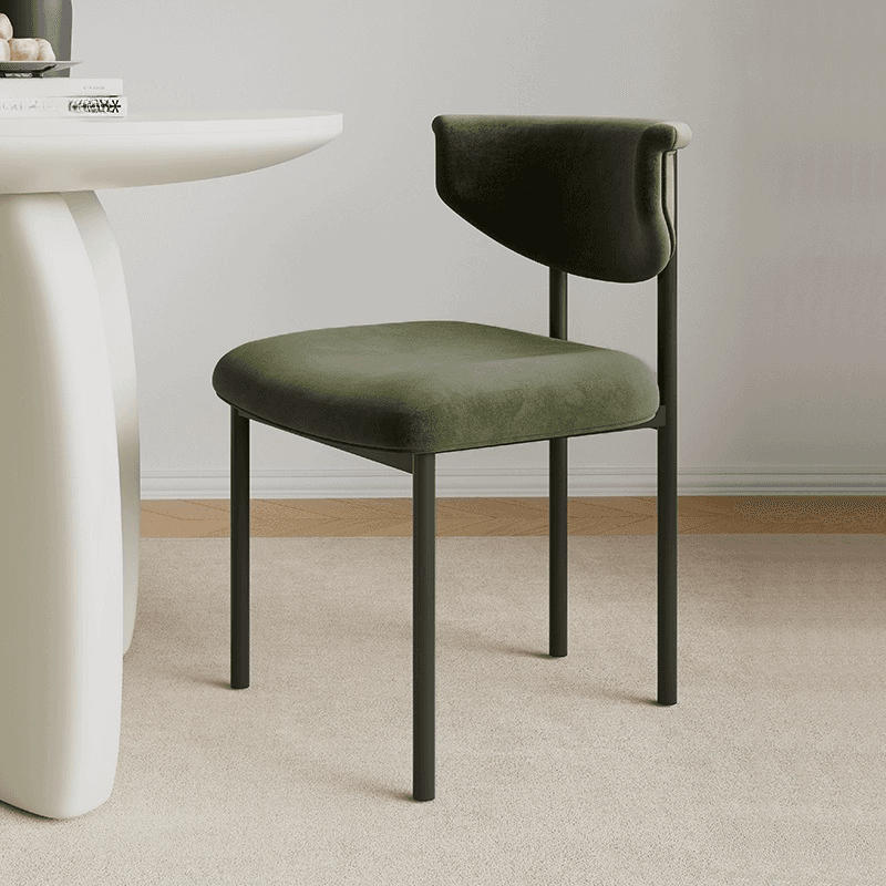 Scandinavian Style 1-Piece Side Chair Set with Upholstered Seats, Ink/Ivory Metal Legs, and Low Back - image 3