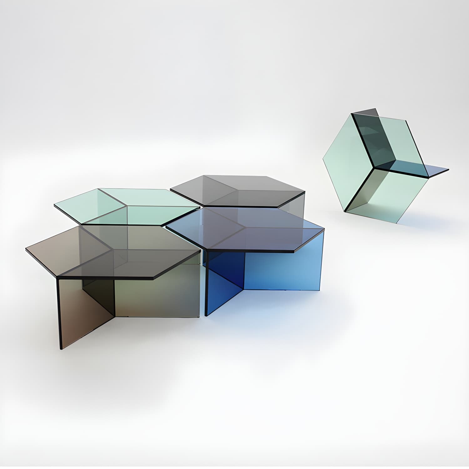 Geometric Clear Acrylic Coffee Table Modern Colored Cocktail Table - image 17