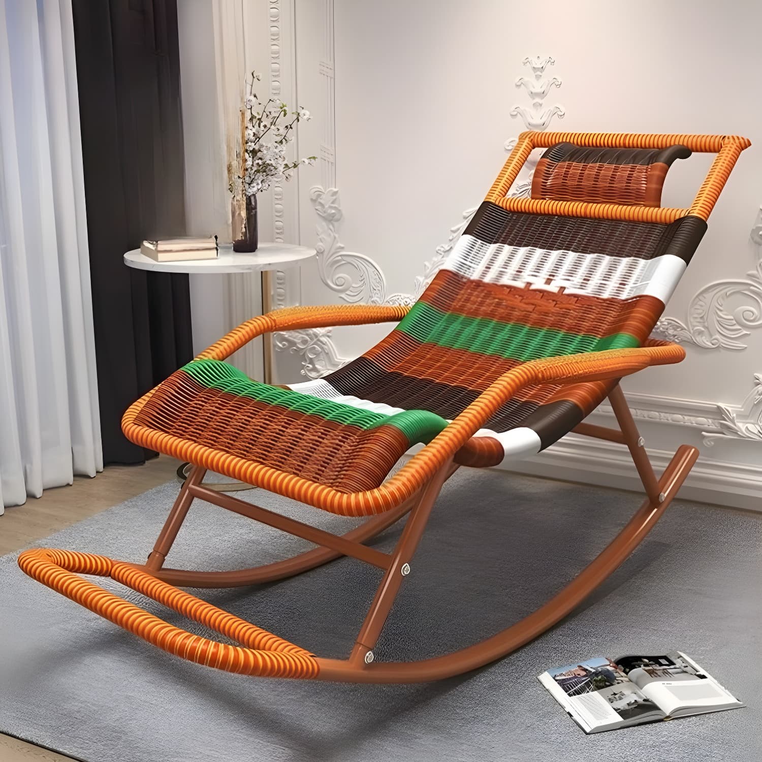 Traditional Black Metal Frame Rocking Chair with Spindle Back and High Weight Capacity - image 7