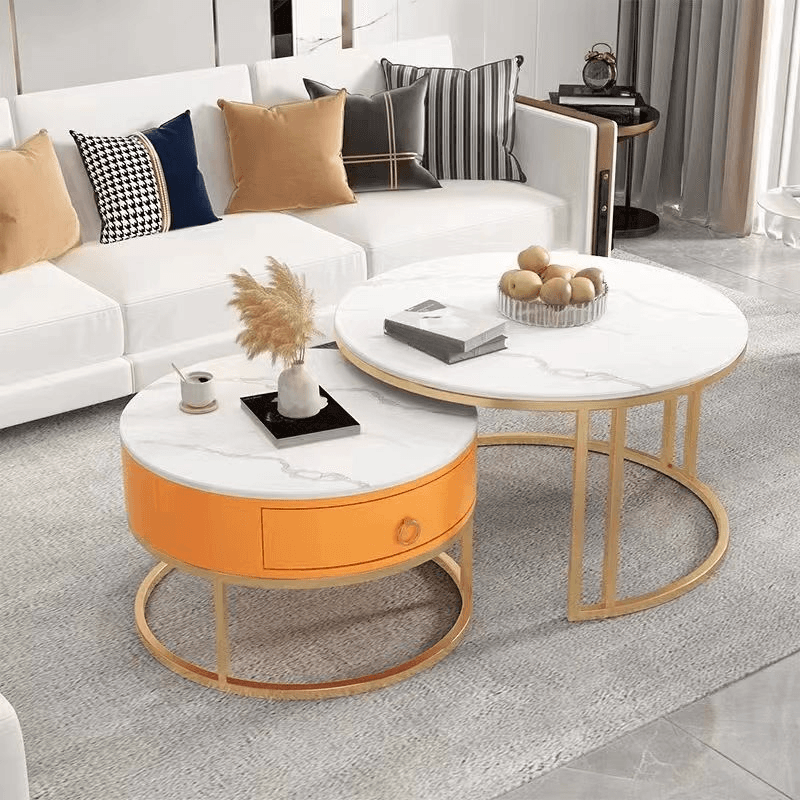 Nested Coffee Table with Rounded Top and Structured Base for Foyer Use - image 5