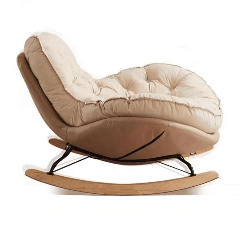 Modish Rocking Couch Chair with Spindle Back, Flannel Upholstery, Padded Design, Rear Support, and Stationary Base - image 8