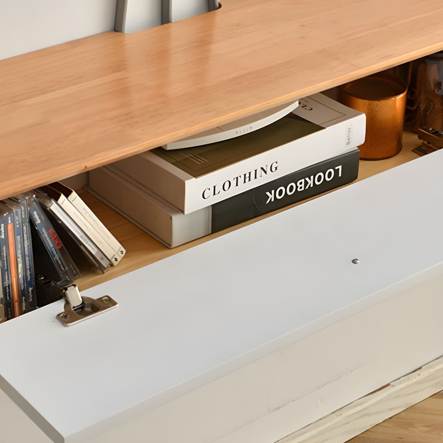 Solid Wood 13.78" H TV Stand Nordic 2 Drawers TV Stand Console - image 12