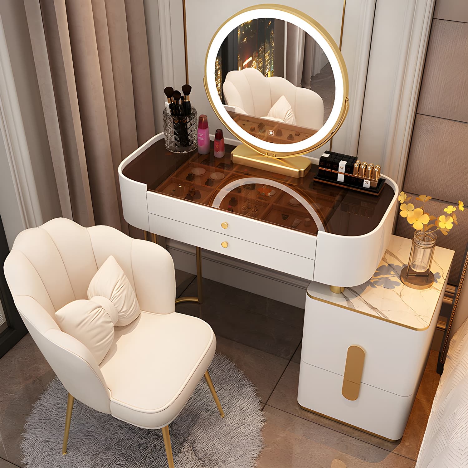 Contemporary Wood Make-up Vanity 15.75" Wide Make-up Vanity with Drawers - image 3