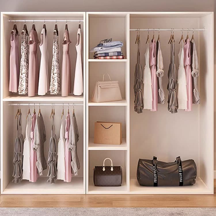 Chic White Wood Wardrobe Armoire with Clothing Rod & Shelves - image 9