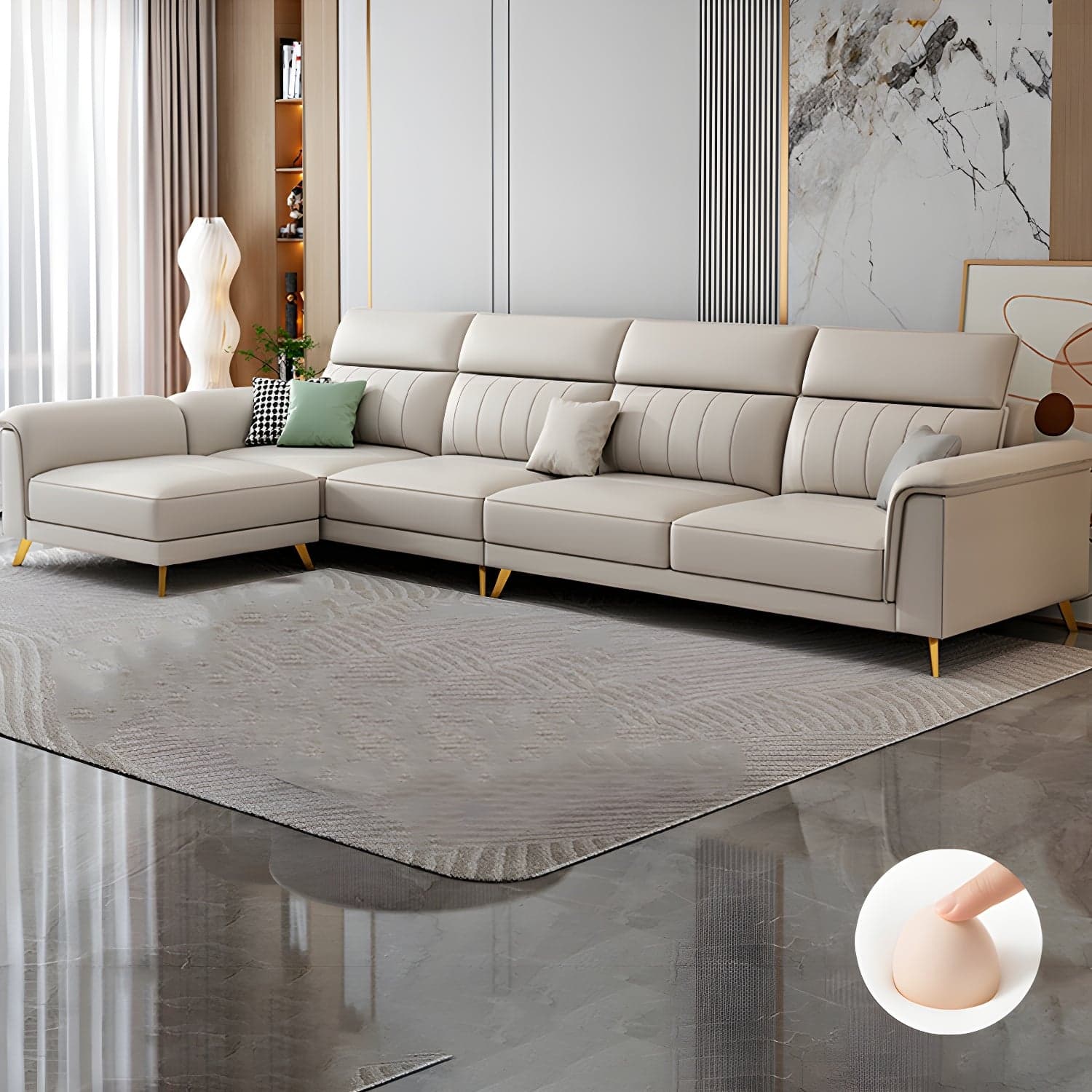Modern Reversible Sectional with Flared Arm and Stain-Resistant Tech Cloth Upholstery - image 4