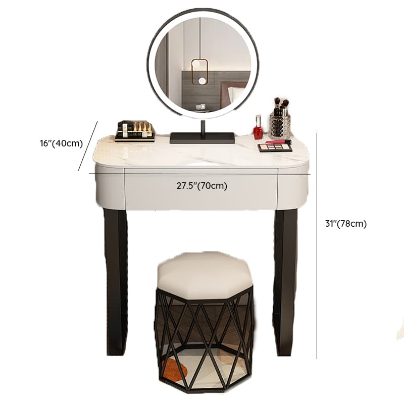 Casual Small/Standard Vanity Set with White Chair, Iron Frame, Drawer, and Mirror Lights - image 13