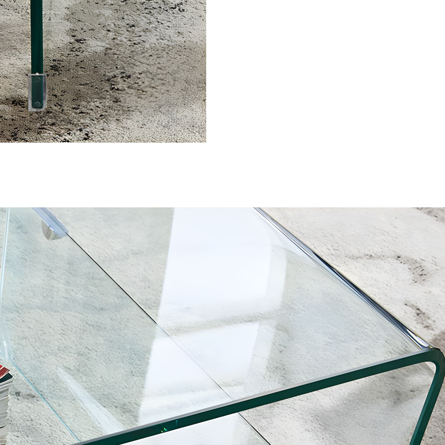 Modern Rectangle Glass Coffee Table Sled Base Cocktail Table with Shelf - image 7