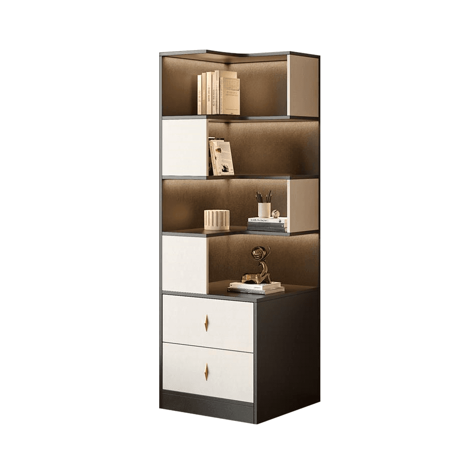 Modish Timber White/Ink/Gray Nook Accent Chest with 4 Exterior Shelves & Soft Close Drawer - image 8