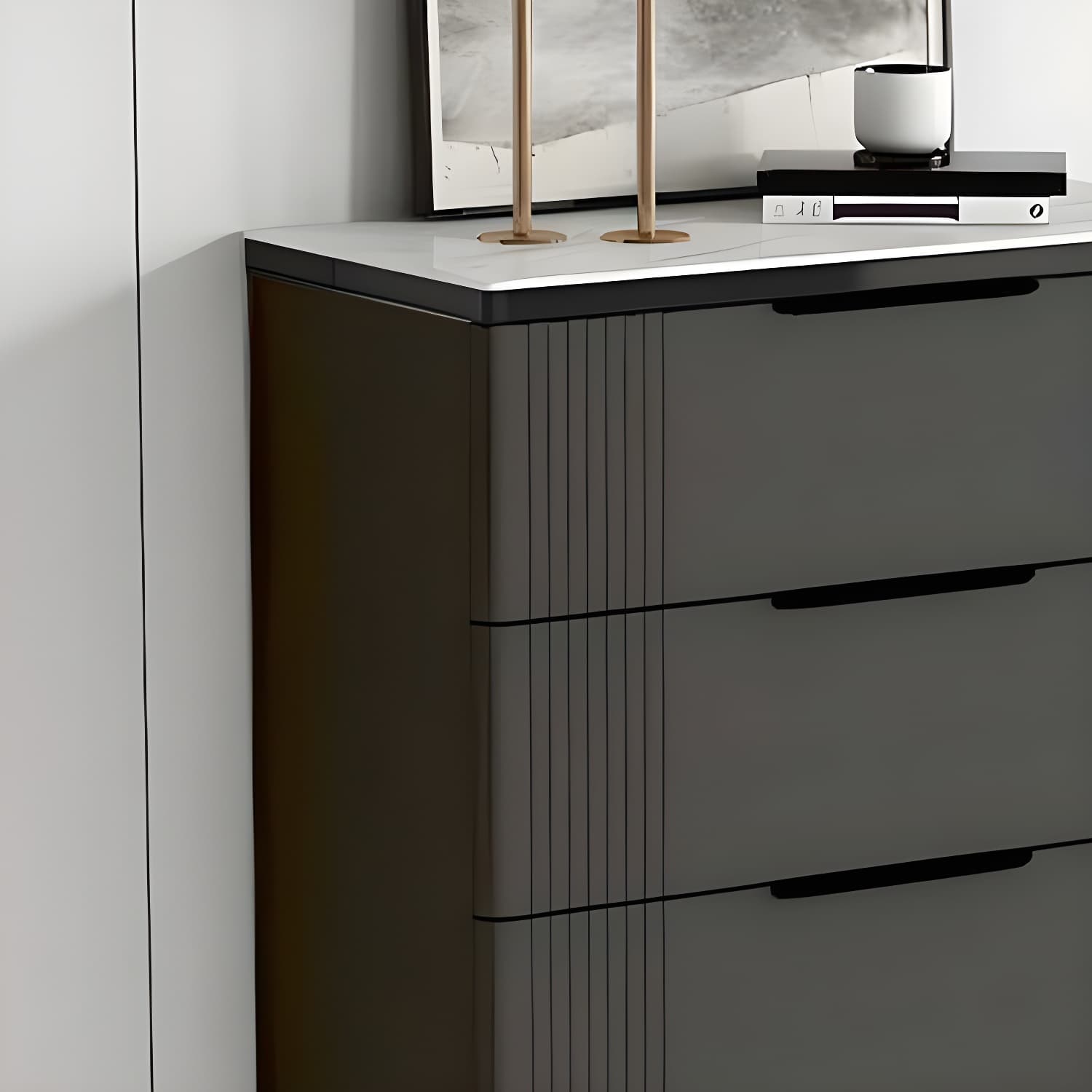 Drawers Included Modern Chest with Stone Countertop and Metal Legs - image 11