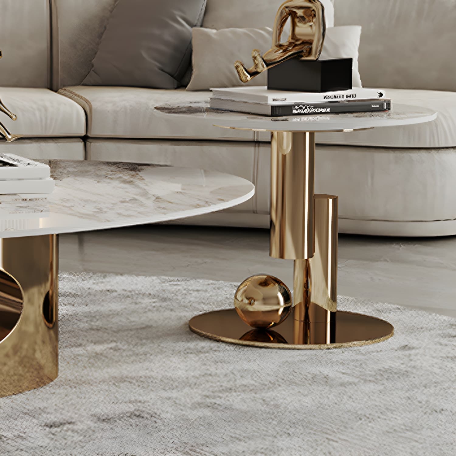 Slate Single Coffee Table Pedestal Glam Nesting Coffee Table Set - image 6