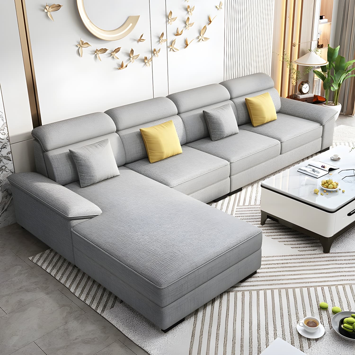 Modern Wood L-Shaped Sectional Sofa with Pillow Top Arm and Cushion Back - image 11