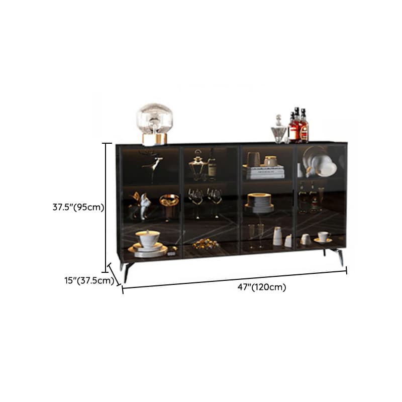 Coal Art Deco Sideboard with Locker, Standard/Narrow Size, Three Internal Shelves, and Glass Doors - image 16