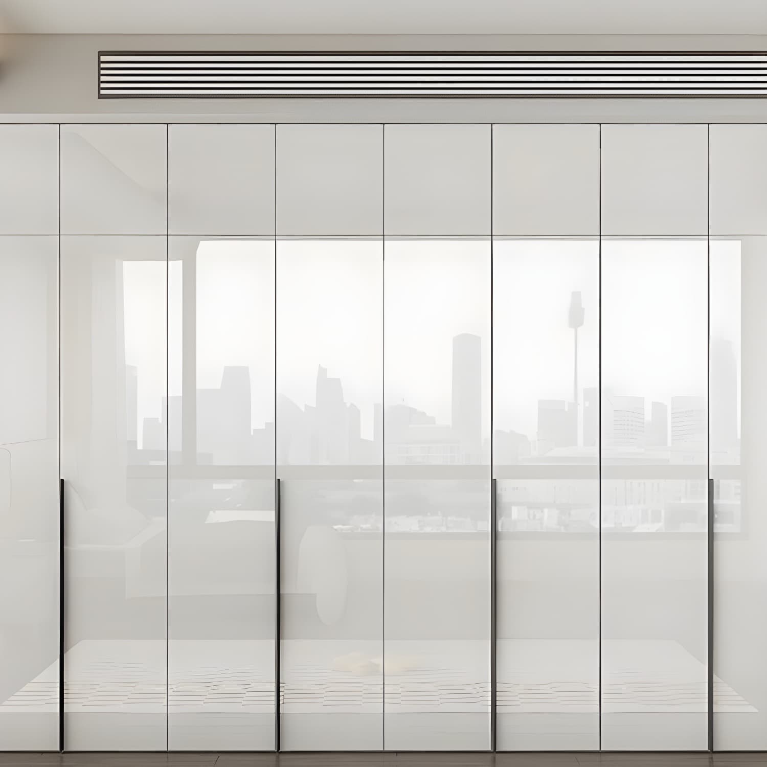 Modern white wood wardrobe armoire with hinged doors, clothing rod & shelves - image 3