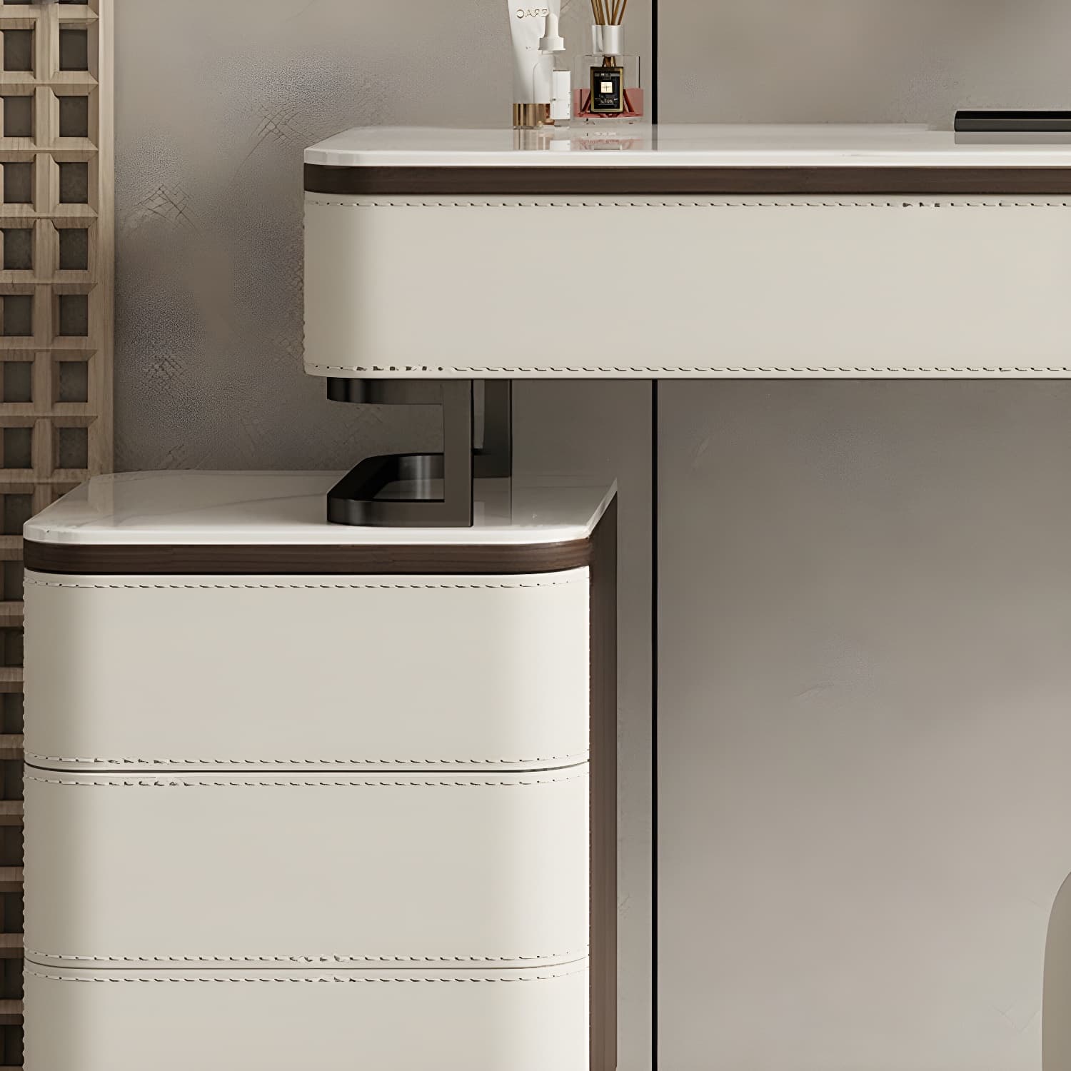 Modern Wood Vanity with Stone Top & 5 Drawers & Jewelry Storage & Assembly Required - image 10
