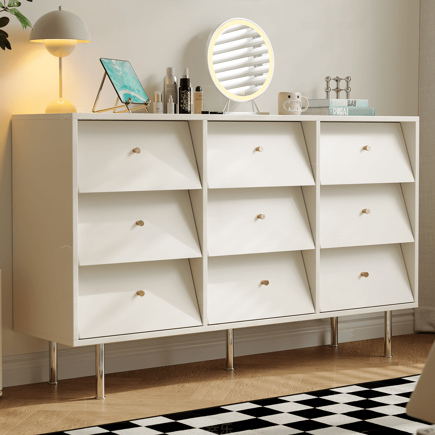 Chalk Casual Composite Wood Semainier for Sleeping Quarters with 9 Drawers/6 Drawers Horizontal/Vertical