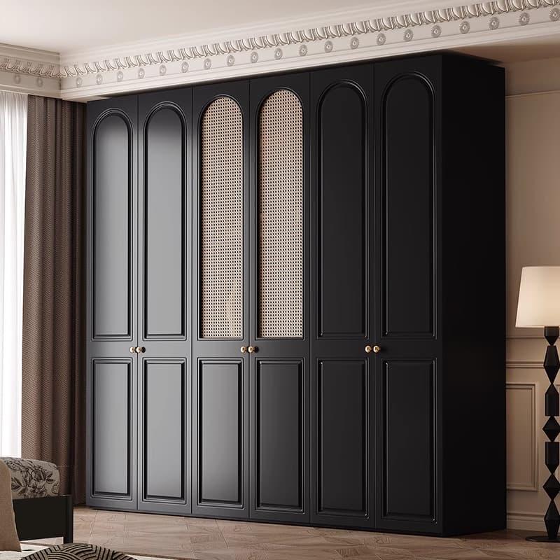 Modish Wood Independent Wardrobe Armoire with Compartments, Soft Close Door, and Interior Shelves