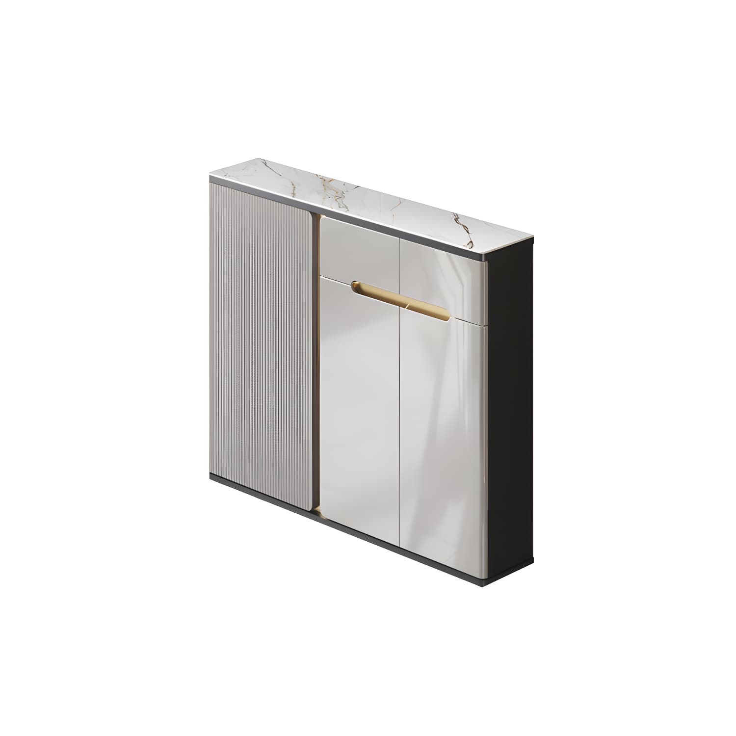 Glam Style Stone Top Sideboard Engineered Wood Side Board for Living Room