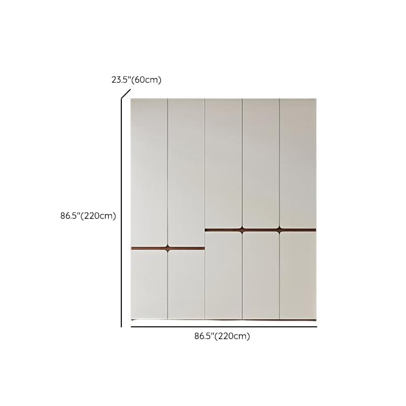 White Minimalist Manufactured Wood Wardrobe Closet with Soft Close Drawer, Soft Close Door, Interior Shelves, and Clothing Rod - image 11
