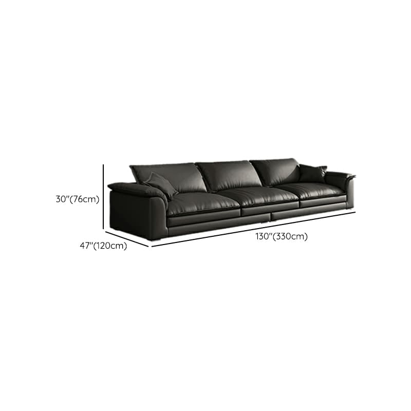 Black Cushion Back 30'' Interface Genuine Leather Sofa Pillow Top Arm - image 27
