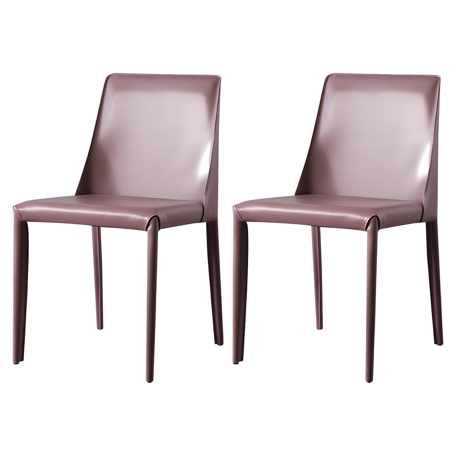 Solid Back Armless Dining Chairs Indoor Leather Side Chairs with Metal Legs - image 8