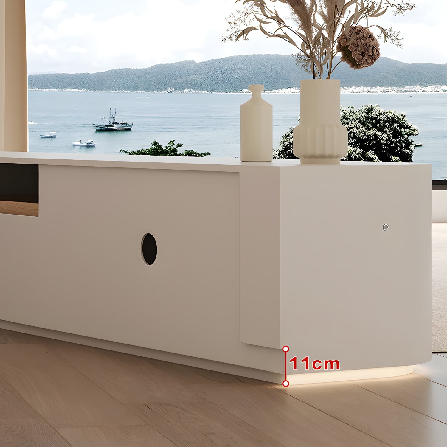 Modern Wood TV Stand Console White TV Media Stand with Drawers for Living Room - image 8
