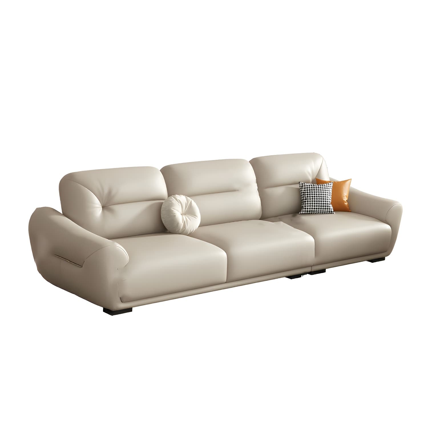 Modern Beige Upholstered Sectional Sofa with Flared Arms and Cushion Back Design - image 5