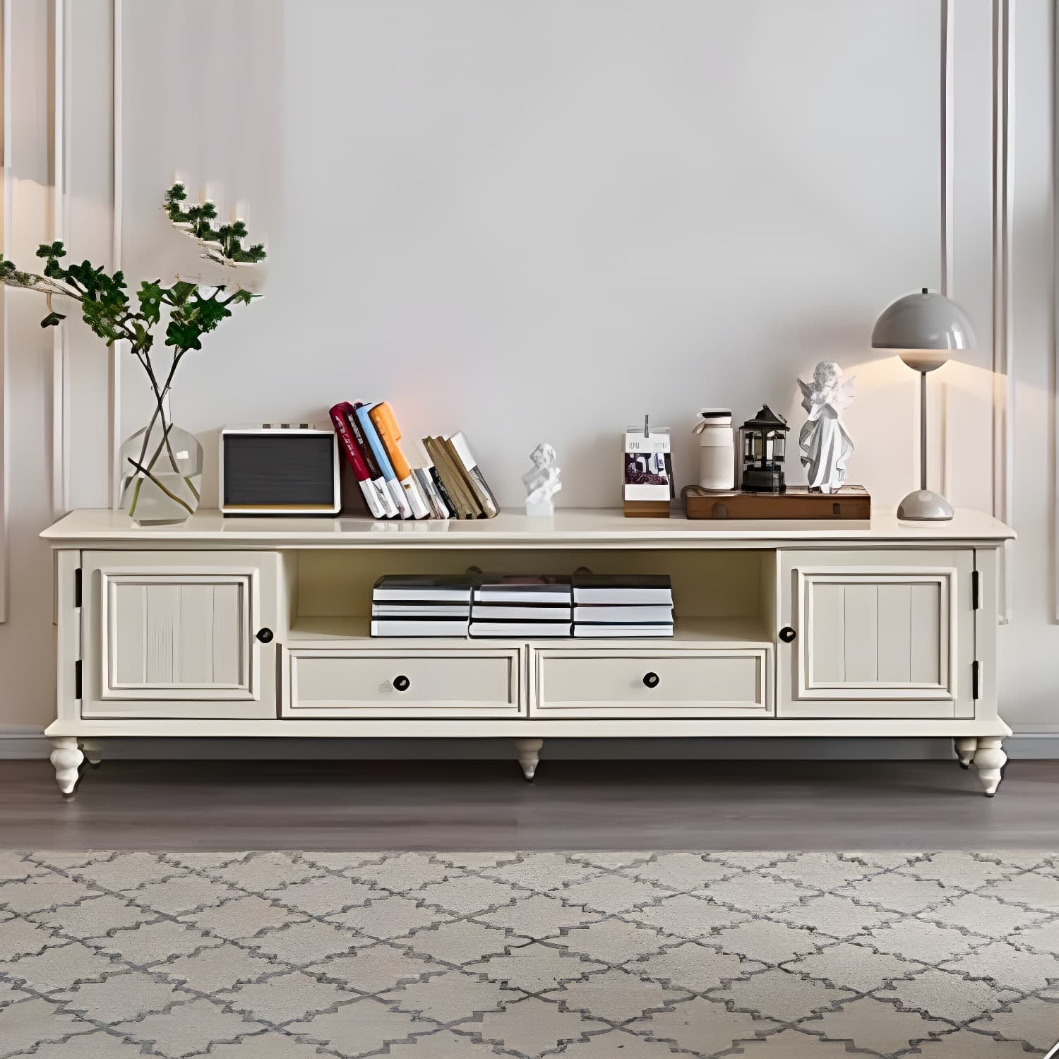Modern Wood TV Stand with Open Storage & Cabinet Included - Standard Height - 3 Cabinets - With Legs - image 6